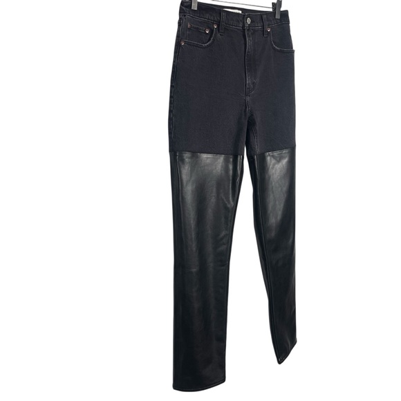 Abercrombie & Fitch The 90's Straight Ultra High Rise Jeans Faux Leather 27L - Picture 4 of 9